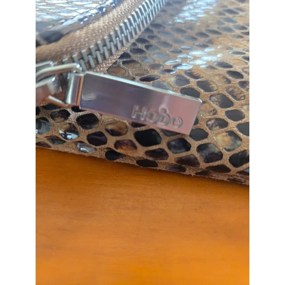 HOBO International Leather Snake Expandable Magnet Closure Clutch Bag